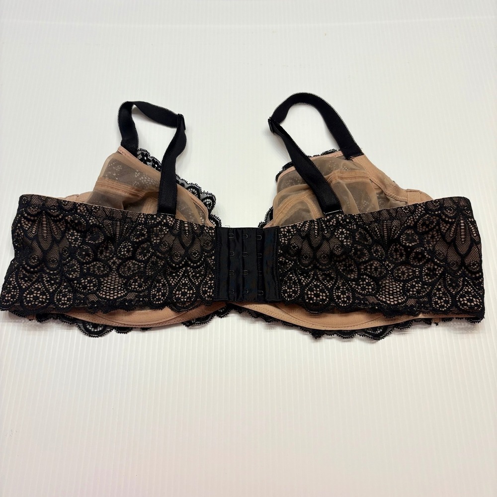 Torrid Unlined Full Coverage Bra Womens 40C Black Lace Beige Mesh Underwire NEW - Picture 4 of 9